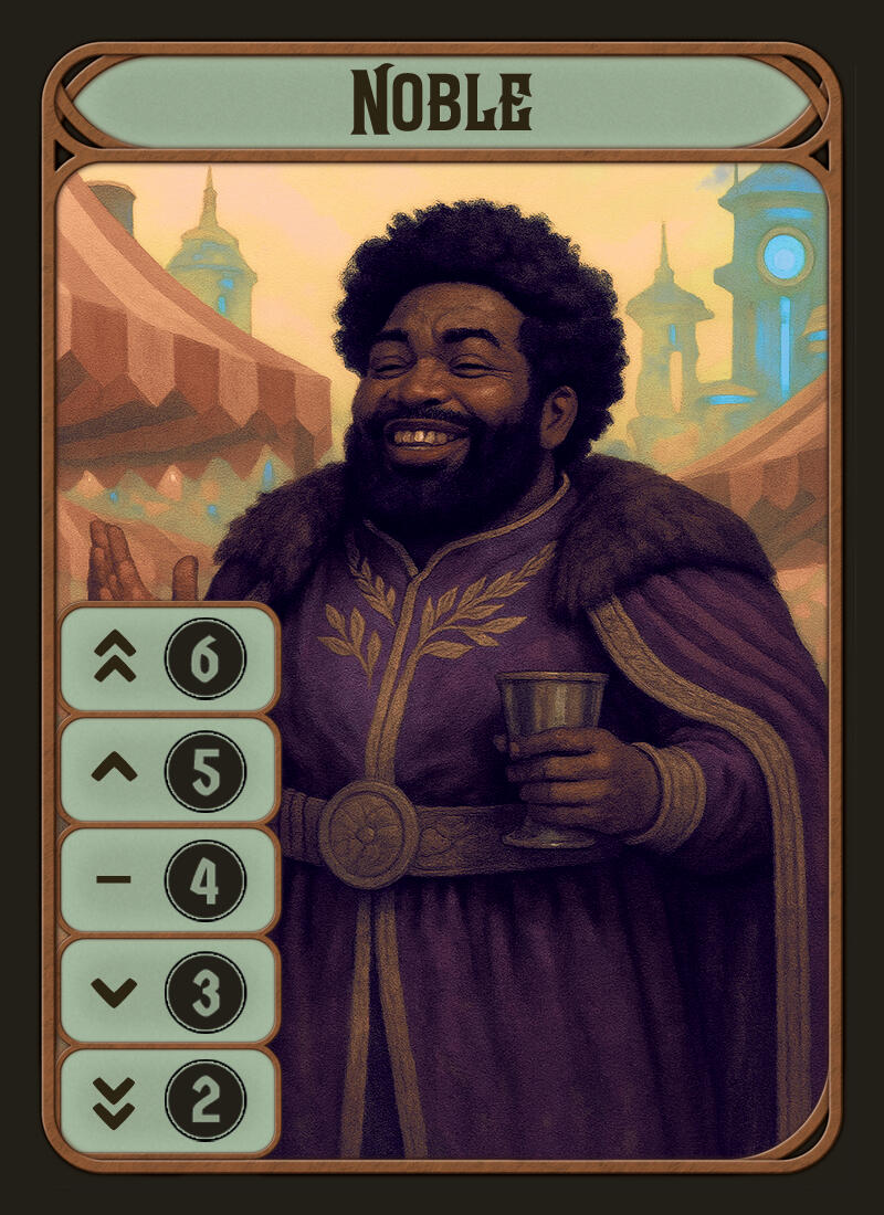 Customer Card: Noble, who pays well for all recipe tiers